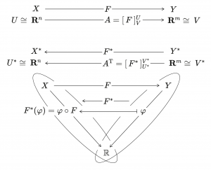 The adjoint of a linear map and the transpose of its matrix